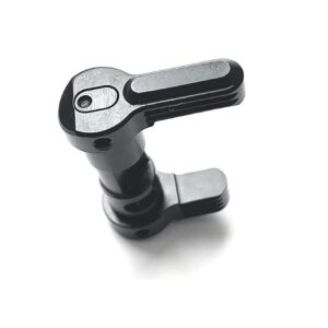 Details The Forward Controls Design ASF-90 Command Actuation Edition combines a traditional 90-degree throw with the snap-action feel of a short-throw safety — the Command Actuation center uses a detent system that snaps the selector to the intended position once the lever passes 45 degrees, and returns to the previous position if the user reverses course before that midpoint. Intentional actuation feels fast and decisive; accidental or incomplete rotation is self-correcting. The ASF-90-CA is a semi-auto 90-degree throw ambidextrous safety selector with standard non-offset levers and Command Actuation center, compatible with standard AR-15/.223 lower receivers. Centers and levers are billet machined from 8620 steel, heat treated, and black nitrided. Made in the USA. The standard levers use serrations parallel to the lever's length — a deliberate choice based on how the thumb actually interacts with the lever during rotation. As the selector rotates, the thumb slides along the lever's length; serrations perpendicular or diagonal to that motion create friction with no benefit, while parallel serrations resist only lateral movement without impeding the sliding motion. The lever's outer profile is tapered rather than square to conform to the natural angle of the thumb pad against the pistol grip. The lever-to-center interface uses a stainless steel roll pin that provides immense holding strength while handling no actuating load. The 8620 billet center and levers are heat treated and black nitrided for hardness and corrosion resistance throughout. Throw: 90 degrees with Command Actuation snap-action detent. Lever type: standard non-offset, serrations parallel to lever length. Function: ambidextrous. Center and lever material: billet 8620 steel, heat treated, black nitride. Receiver compatibility: AR-15/.223 semi-auto lower. Color: black. Made in the USA.